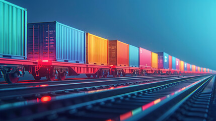 Fototapeta na wymiar Global logistics concept Freight train with containers