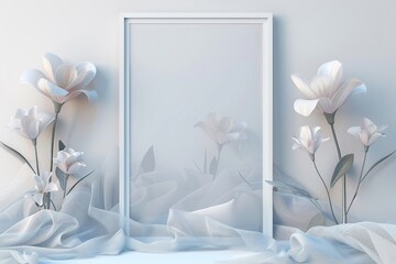 Stylish white frame template on a gentle background for elegant banners.