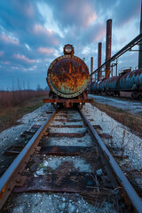 Abandoned Industrial Rail Line at Twilight