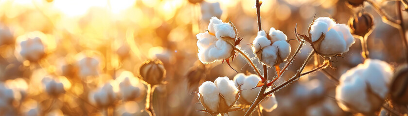 Cotton buds in the field. Farmland Generative AI - obrazy, fototapety, plakaty