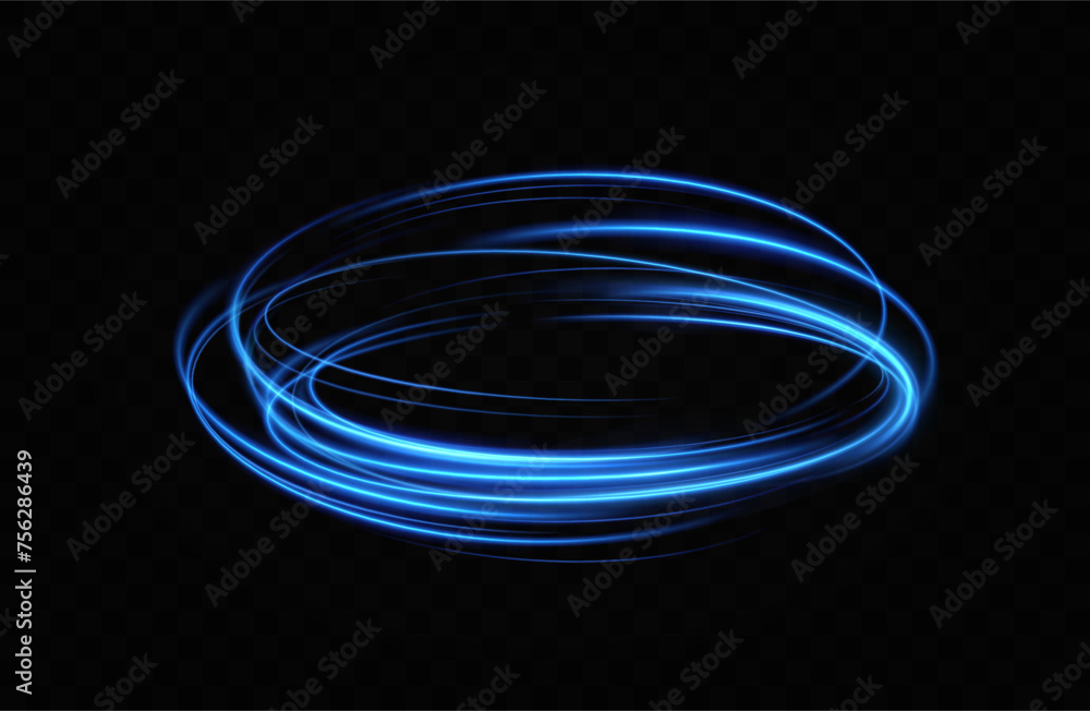 Aufkleber Blue neon ring. Glowing circle. Glow effect. Round light frame. abstract light lines of movement and speedAbstract light lines of movement and speed. light blue ellipse.
