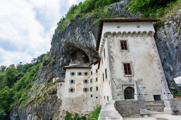 Predjama, Slovenia - June 27, 2023: Predjama Castle in Slovenia, Europe. Renaissance castle built within a cave mouth in south central Slovenia.