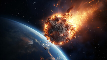 Meteor glowing as it enters the Earths atmosphere - obrazy, fototapety, plakaty