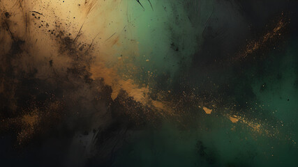 green black gold brown , a spray texture color gradient shine bright light and glow , grainy noise grungy empty space rough abstract retro vibe background template