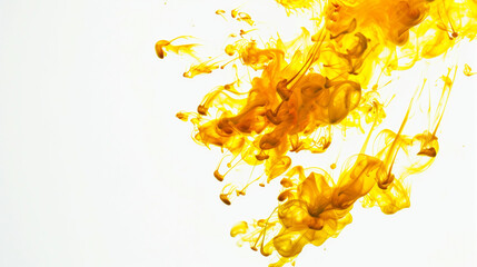 Abstract Beautiful Yellow Flowers Spilling Beyond the Canvas on a Plain White Background