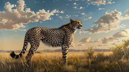 Poster cheetah in the savannah. African Wildlife Animal © PSCL RDL