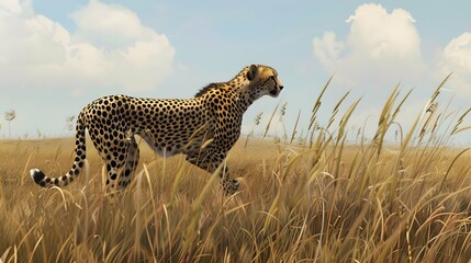 cheetah in the savannah. African Wildlife Animal