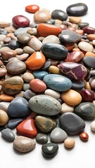  A Stunning Array of Multicolored Giant Pebbles Set Against a Pure White Backdrop - High Key Photography"




