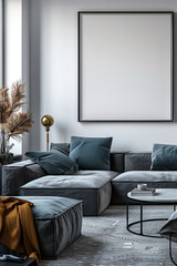 Living room with a large canvas for painting or photography