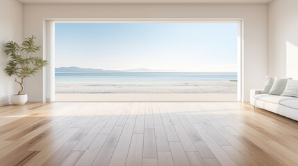 Interior with large window sea view