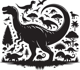 Dinosaur silhouette Vector Illustration Vintage Style