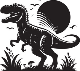 Dinosaur silhouette Vector Illustration Vintage Style