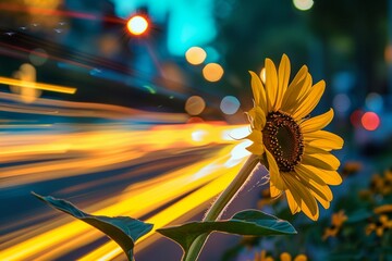Shutter speed creativity with sunflowers
