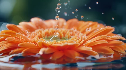 Poster gerbera flower with water drops, close up background © ksu_ok