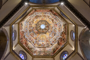 Florence, Italy - June 28, 2023: Indoor on Baptistry San Giovanni in Florence - obrazy, fototapety, plakaty