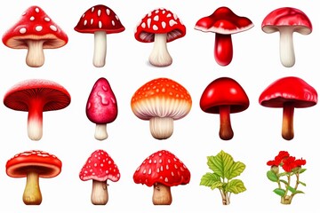 Mushrooms and botanical watercolor art