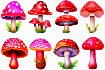 Mushrooms and botanical watercolor art