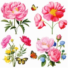 Watercolor floral and butterfly illustrations vibrant and detailed