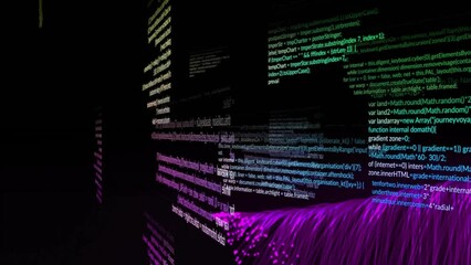 Animation of data processing over black background