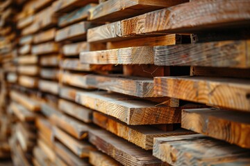 a stack of wood planks - obrazy, fototapety, plakaty