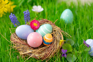 easter eggs in a nest - 756290846