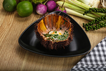 Grilled Sea Urchin with egg