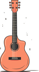 Surreal Fantasy Acoustic Guitar Vector Illustration with Enchanted Forest