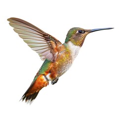 Naklejka premium A beautiful humming bird in nature isolated on a white background