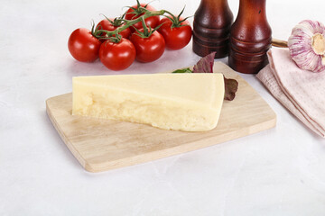 Piece Italian hard parmesan cheese