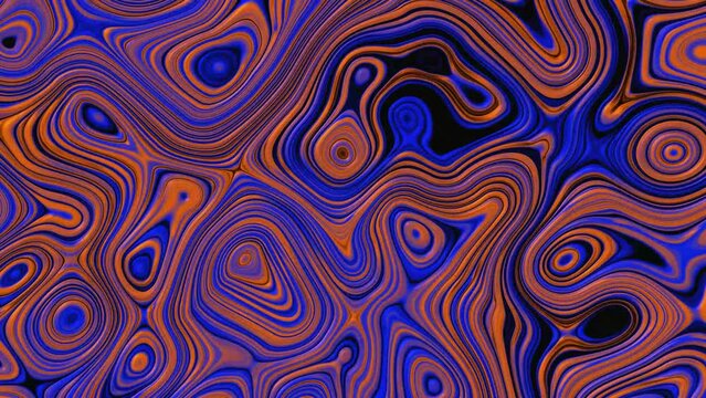 Abstract Liquid Background with blue and orange color, 4k Lava Wave and material texture stock video.