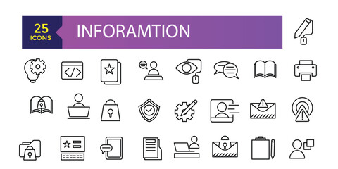Inforamtion line icons related to data exchange, traffic, files, cloud, server. Outline Icons For Web and Mobile.
