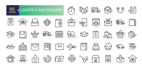 Logistics and Delivery Simple Set of Delivery Related Vector Line Icons. Contains such Icons as Priority Shipping, Express Delivery, Tracking Order and more.
