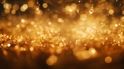 Background with golden lights, bokeh. Festive lights, Christmas, New Year, Holiday.