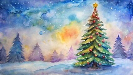 Watercolor Christmas tree ai illustration