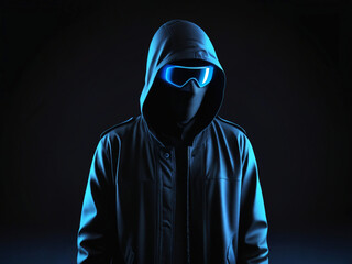 hacker in the dark with futuristic glasses - 756294241