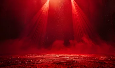 Gordijnen dynamic red gritty spotlight stage design, wwe style edged background, Generative AI  © simba kim