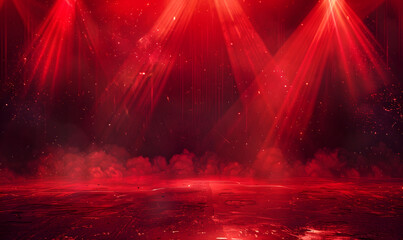 dynamic red gritty spotlight stage design, wwe style edged background, Generative AI  - obrazy, fototapety, plakaty