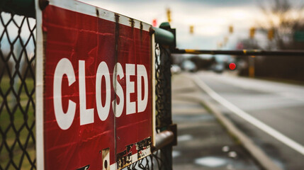 Close-up of closed sign on a street
