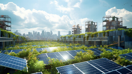 Renewable energy from rooftop photovoltaic panels.