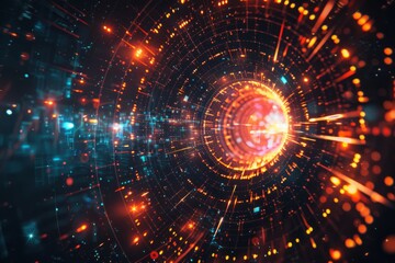 Colorful HUD Circle interface line abstract futuristic technology background. Generative AI