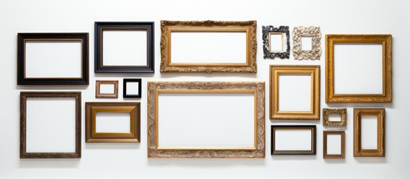 Various frames on a white backdrop