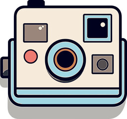 Instant Camera Vector Illustration with Space Theme and Planets