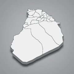 3d isometric map of El Bayadh is a region of Algeria