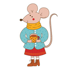 Cute fairy tale mouse character colorful vector illustration