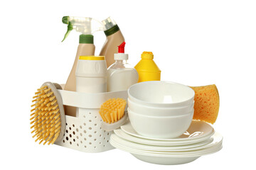PNG, Detergents in the basket, isolated on white background