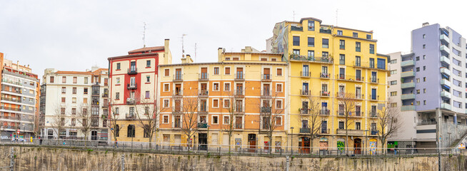 panoramic view of residential buildings in the vicinity of Zabalburu railway station. ...