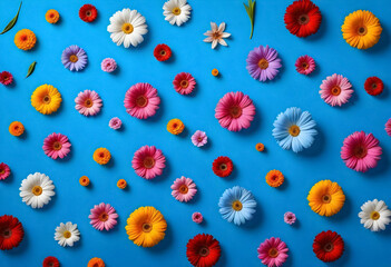 colorful flowers on a blue background