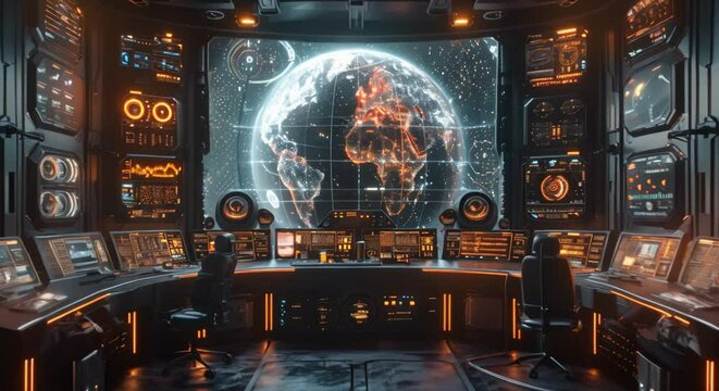 Futuristic control room in a power plant
