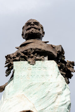 Statue in tribute to Victor de Chavarri by sculptor Miguel Blay in 1903 in Pra&ccedil;a do Solar, Portugal-Basque country-Spain. image captured on March