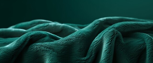 Luxurious Emerald Green Velvet Fabric Textured Background with Lush Pleats and Folds for Elegant Design Themes - obrazy, fototapety, plakaty